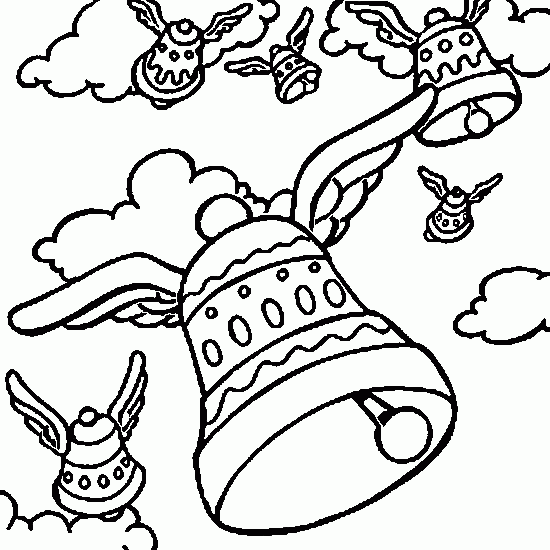 coloriage cloches de paques qui volent